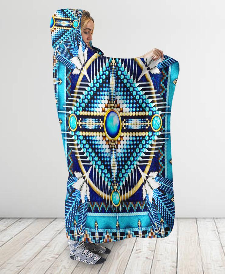 WelcomeNative Native Mandala Blue Hooded Blanket, All Over Print, Native American