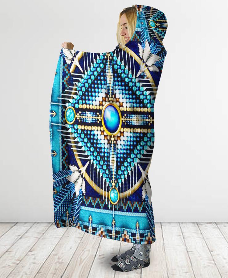 WelcomeNative Native Mandala Blue Hooded Blanket, All Over Print, Native American