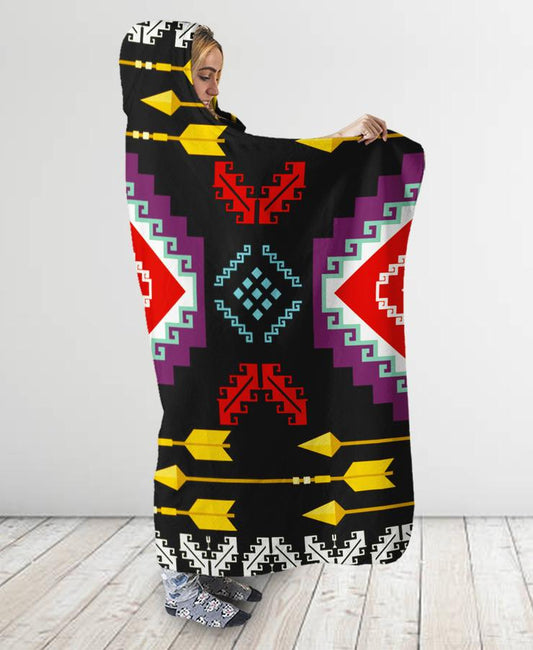 WelcomeNative Connecting Pattern Hooded Blanket, All Over Print, Native American