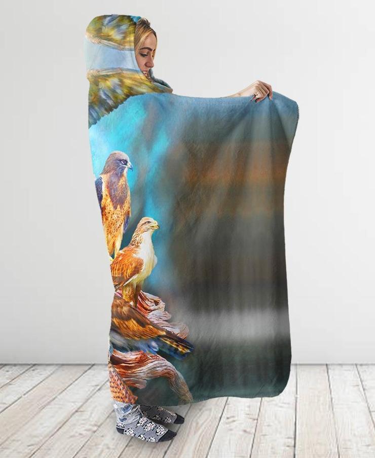 WelcomeNative Spirit Birds Hooded Blanket, All Over Print, Native American