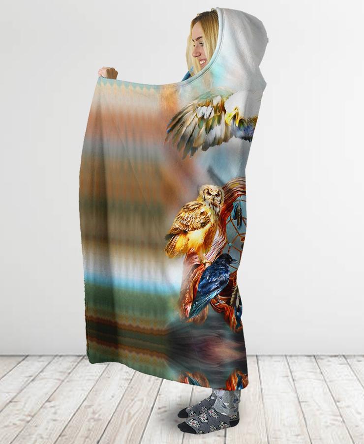 WelcomeNative Spirit Birds Hooded Blanket, All Over Print, Native American