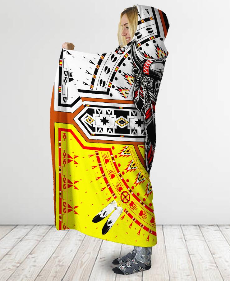 WelcomeNative Buffalo Head Hooded Blanket, All Over Print, Native American