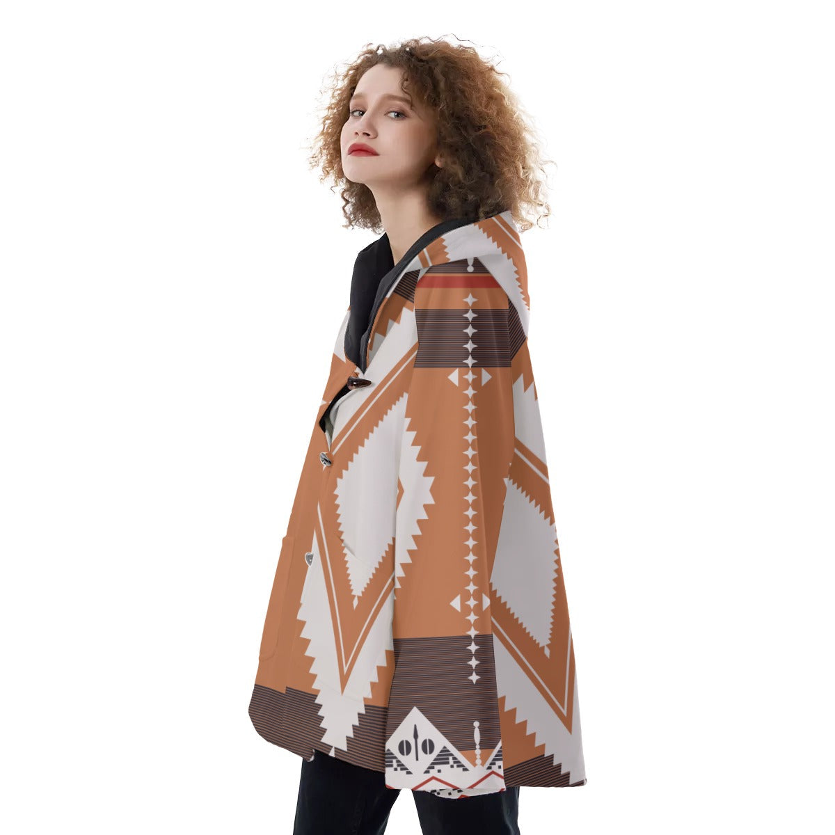WelcomeNative Native American Hooded Flared Coat, 3D Hooded Coat, All Over Print