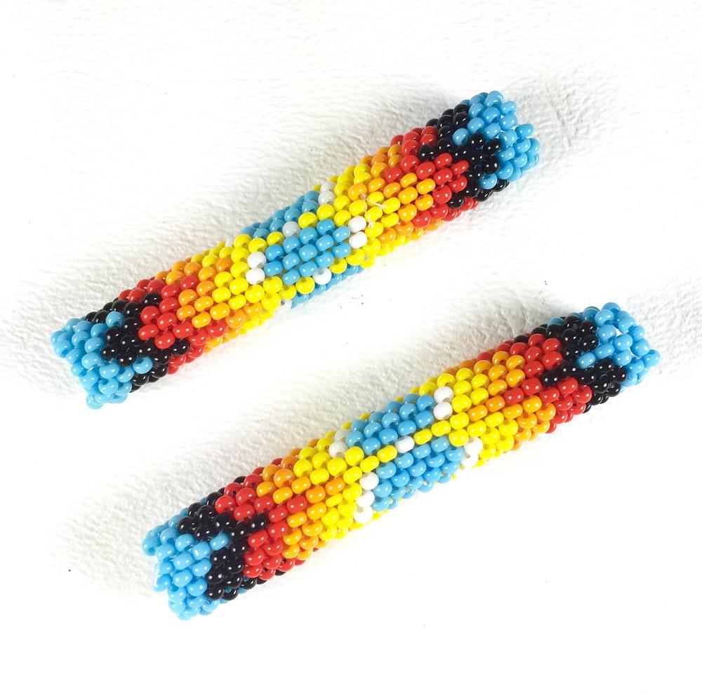 Pair Of Tubular Beaded Beads 2 1/4 Inch - Welcome Native