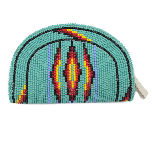 Native Inspired Ethnic Style Seed Bead Beaded Coin Purse - Welcome Native