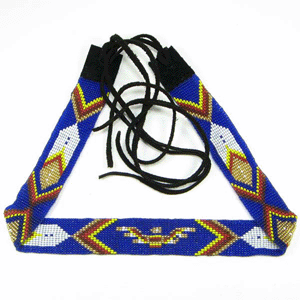 Blue Red Yellow White Thunderbird Beaded Cowboy Hat Band - Welcome Native