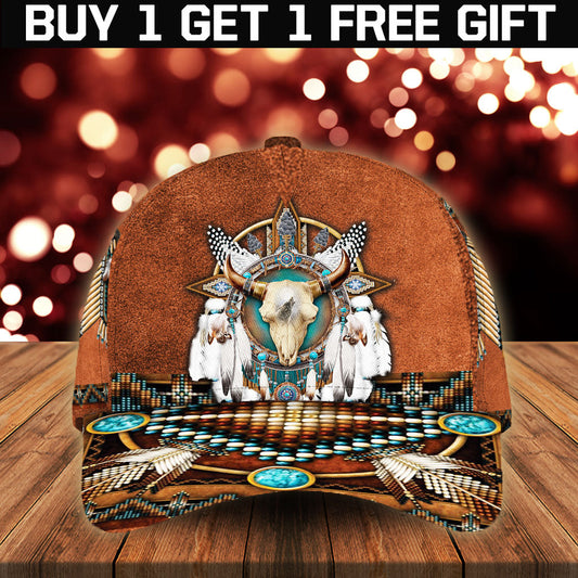 WelcomeNative Native Buffalo Cap, 3D Cap , All Over Print Cap