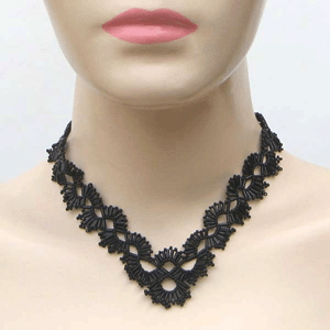 Handmade Beaded Black Bugle Seed Bead Necklace - Welcome Native