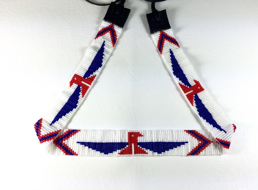 Native Style Patriotic Red Blue White Beaded Hatband - Welcome Native