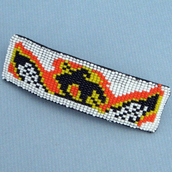 Hair Barrette French Clip Orange White Beaded End Of Trail - Beaded Hair Accessories - Welcome Native