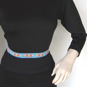 Blue Red Yellow Seed Beaded Cowboy Hat Band Waist Belt - Welcome Native