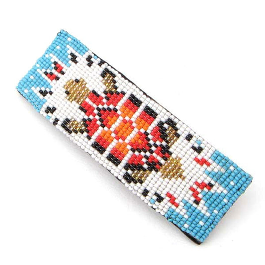 Beaded Barrette French Clip Turtle Design Rectangular - Beaded Hair Accessories - Welcome Native