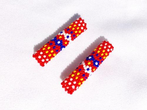 Pair Of Tubular Beaded Beads 2 1/4 Inch - Welcome Native