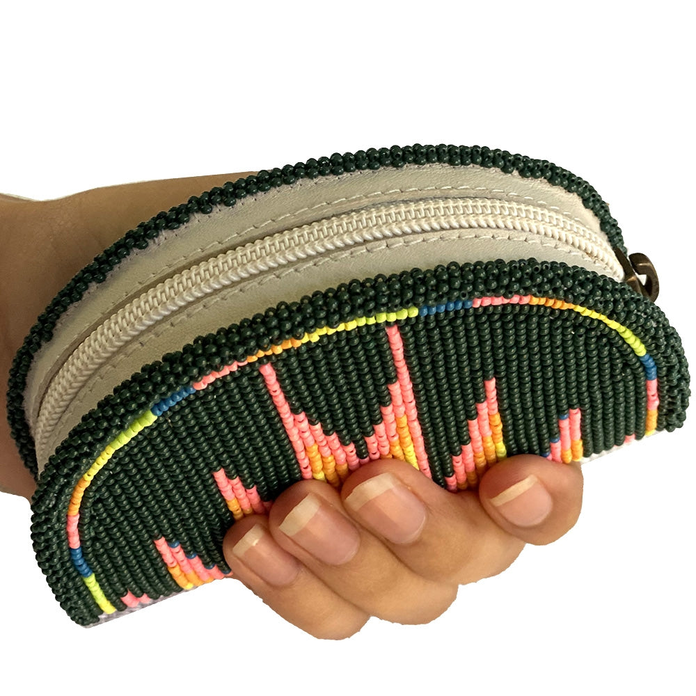 Native Inspired Ethnic Style Seed Bead Beaded Coin Purse - Welcome Native