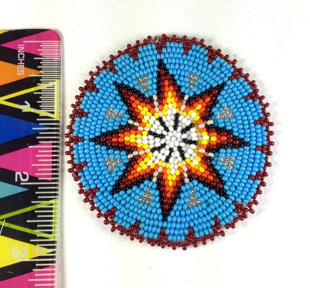 Native Style Handmade Turquoise Blue Star Beaded Appliques Rosette Q53/15 - Welcome Native