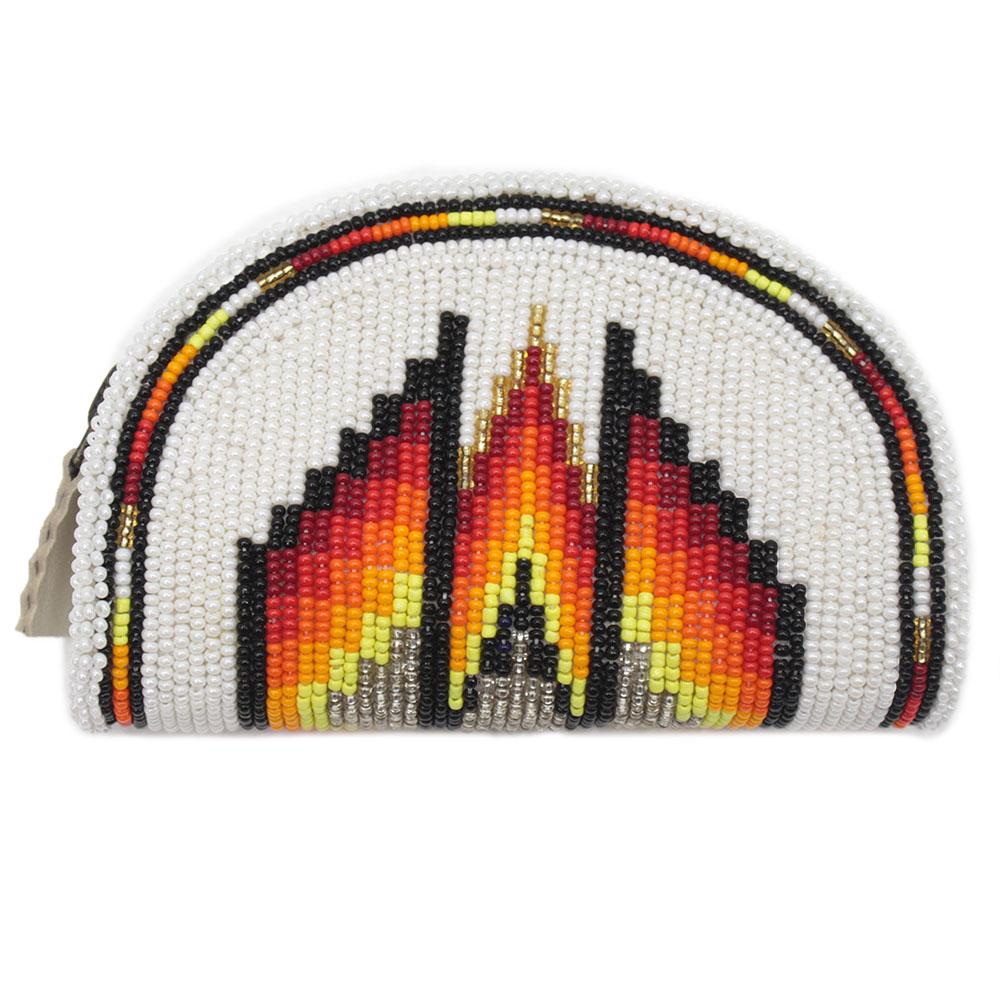 Native Inspired Ethnic Style Seed Bead Beaded Coin Purse - Welcome Native