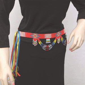 Red Yellow White Rainbow Color Seed Beaded Belly Dance Women'S Waist Belt - Beaded Belts - Welcome Native