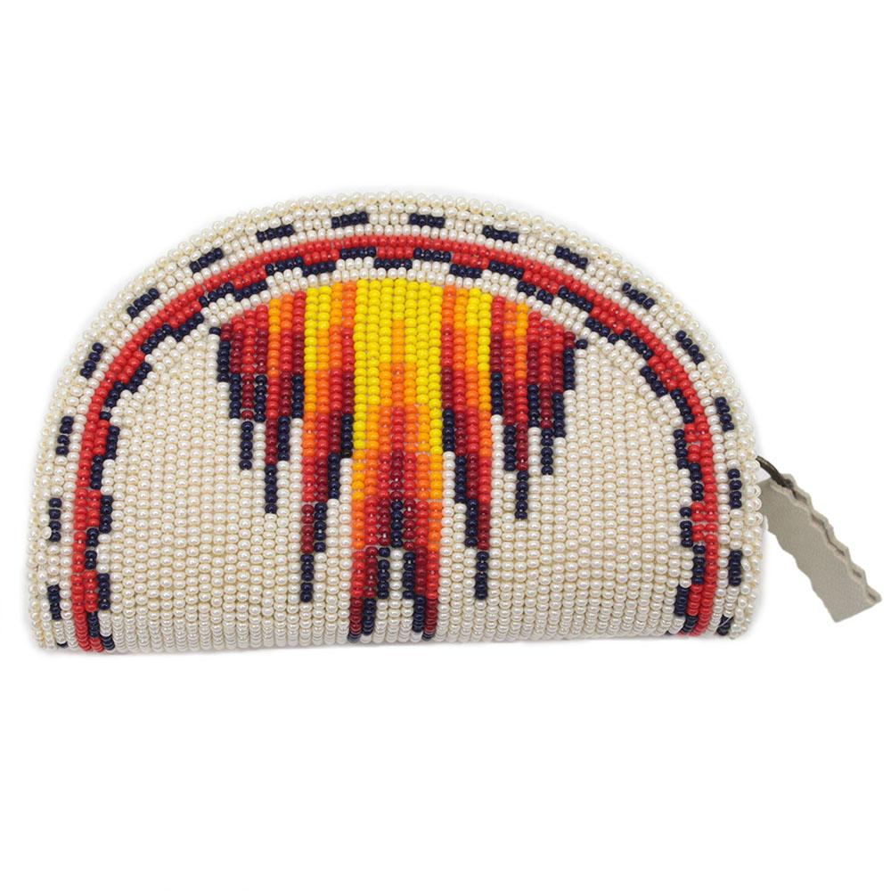 Native Inspired Ethnic Style Seed Bead Beaded Coin Purse - Welcome Native