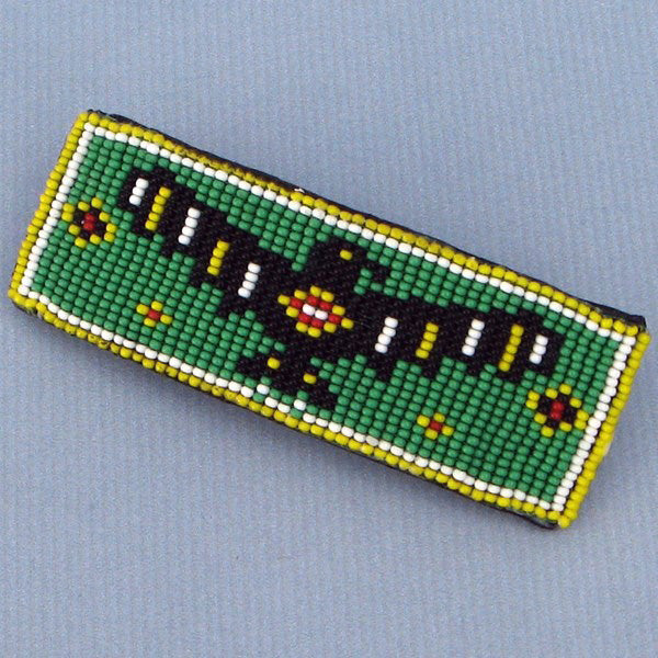 Green Black Eagle Beaded Hair Barrette French Clip Seed Beaded - Beaded Hair Accessories - Welcome Native