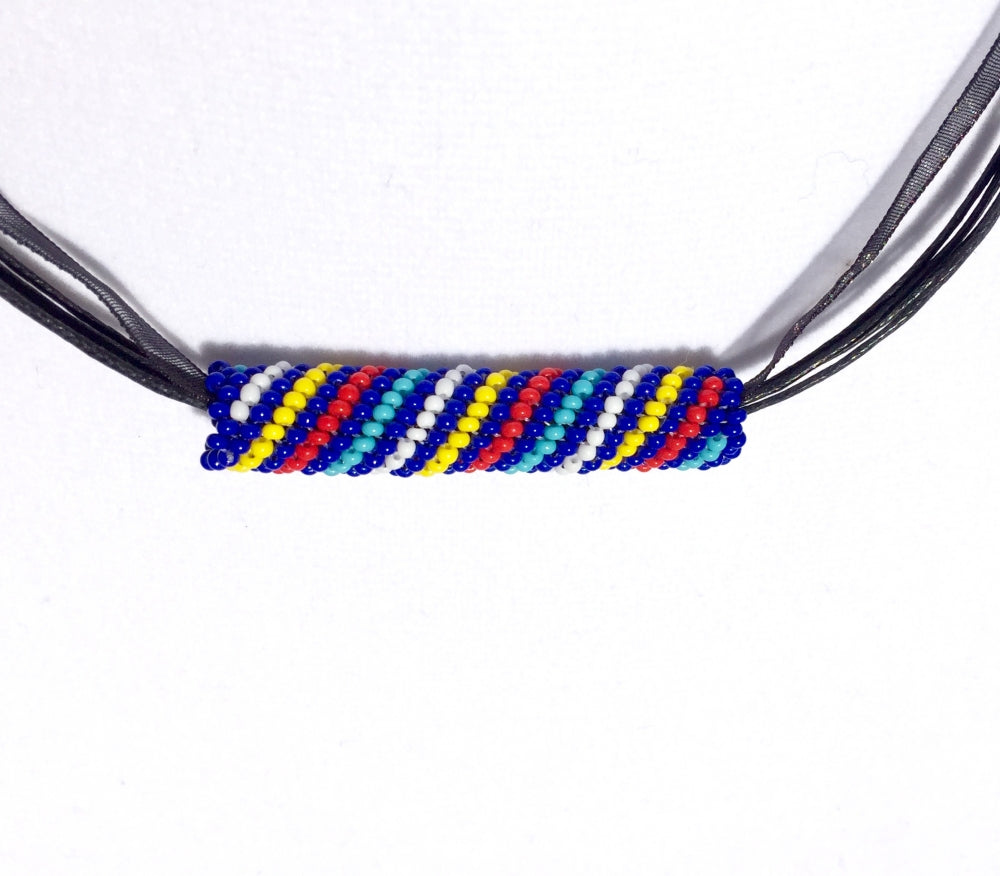 Handmade Beaded Bead Native Inspired Style Organza Cord Necklace - Welcome Native