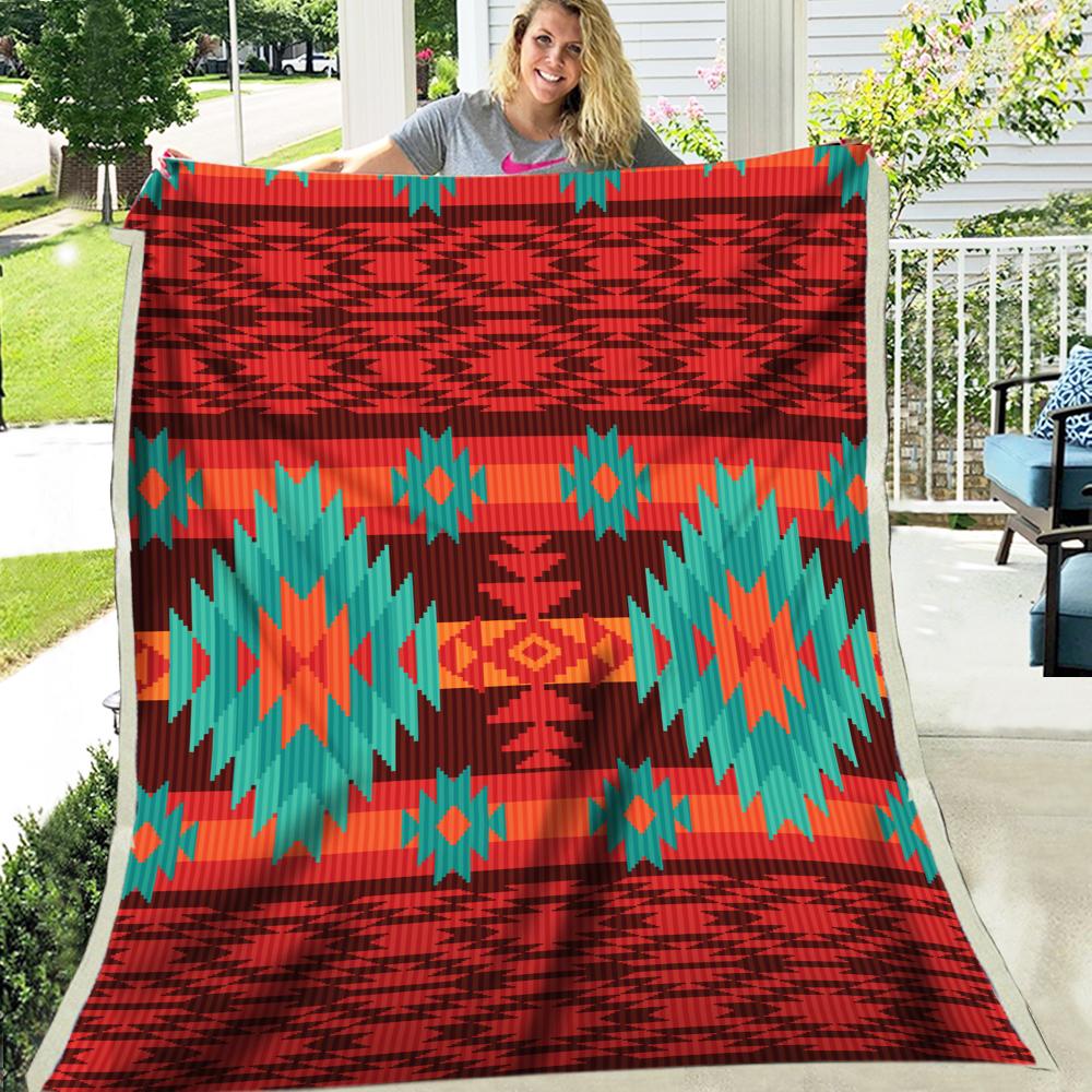 WelcomeNative Pattern Fleece Blanket, 3D Fleece Blanket, All Over Print, Native American