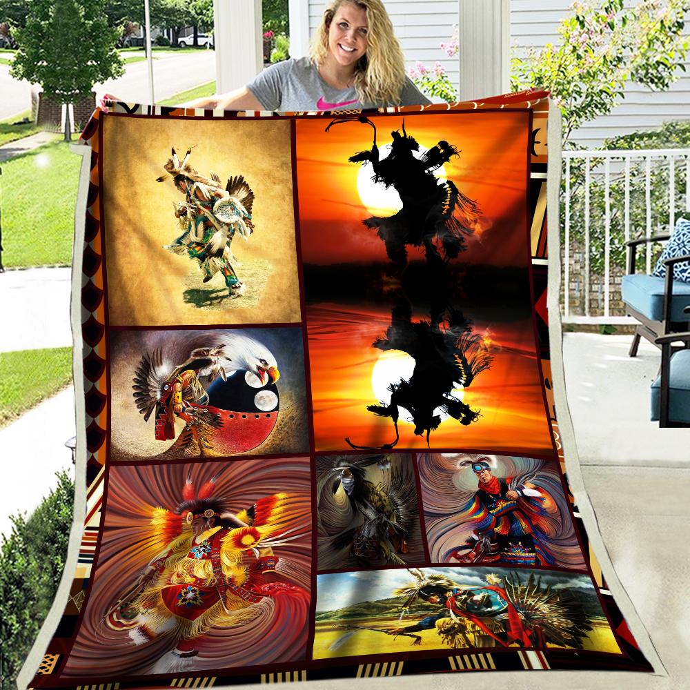 WelcomeNative Native Dancer Fleece Blanket, 3D Fleece Blanket, All Over Print, Native American