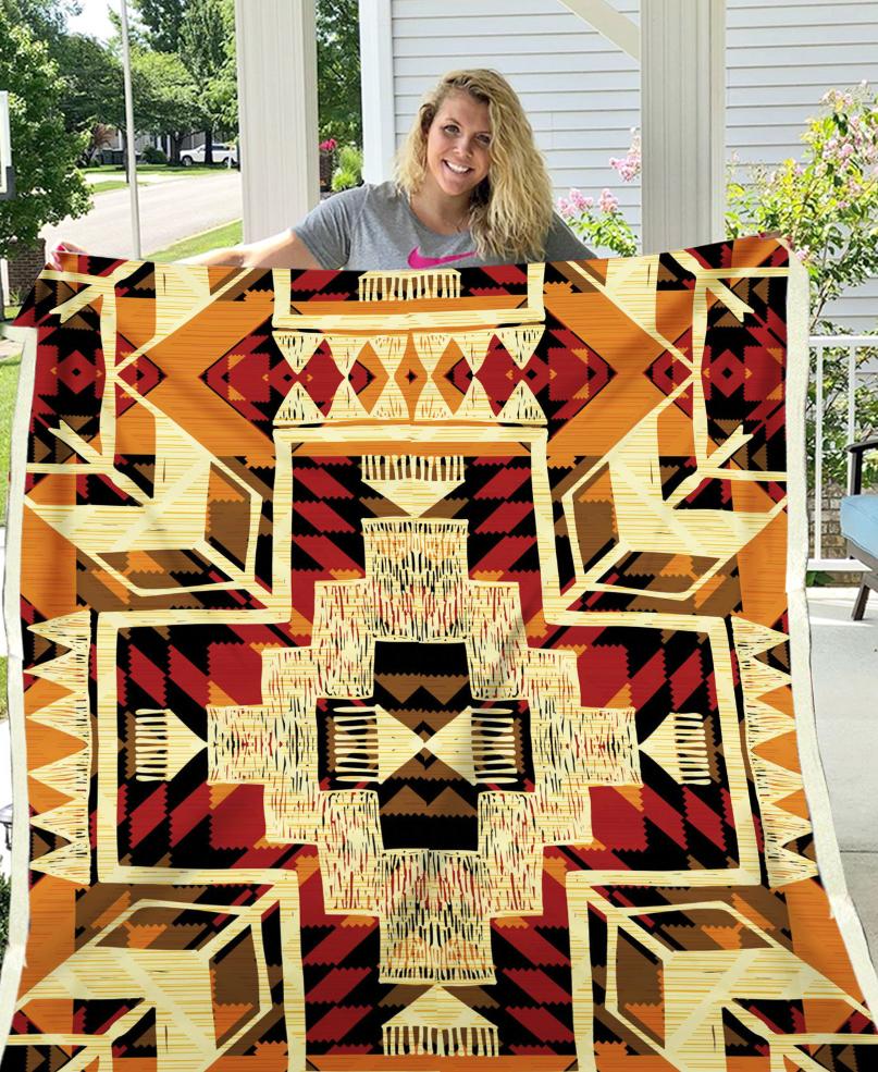 WelcomeNative Native Pattern Fleece Blanket, 3D Fleece Blanket, All Over Print, Native American
