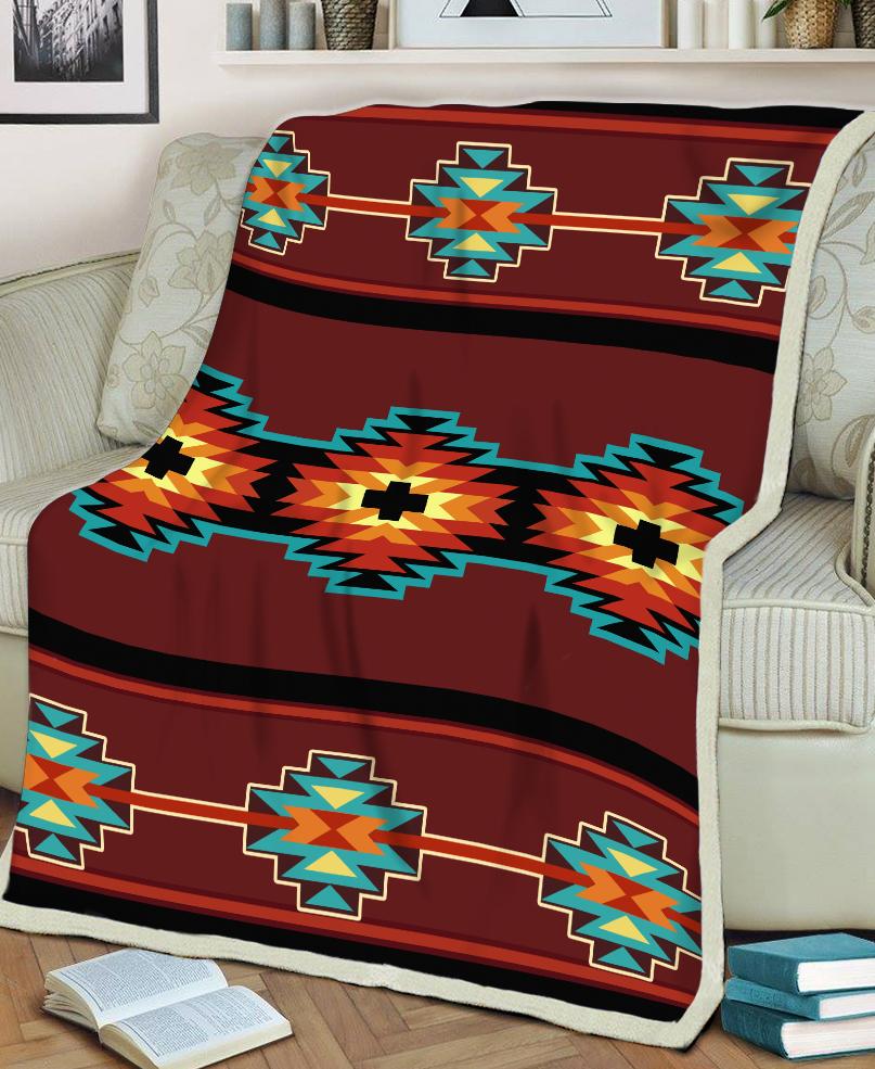 WelcomeNative Brown Pattern Fleece Blanket, 3D Fleece Blanket, All Over Print, Native American