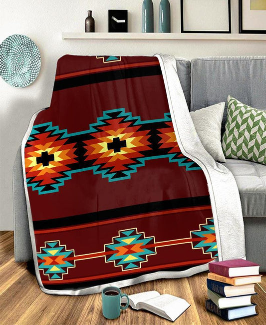 WelcomeNative Brown Pattern Fleece Blanket, 3D Fleece Blanket, All Over Print, Native American