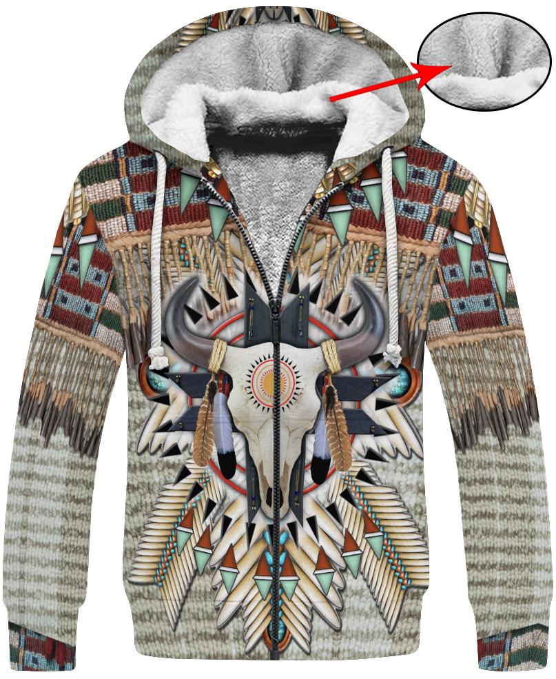 WelcomeNative Buffalo Head Motifs 3D Hoodie, All Over Print Hoodie, Native American