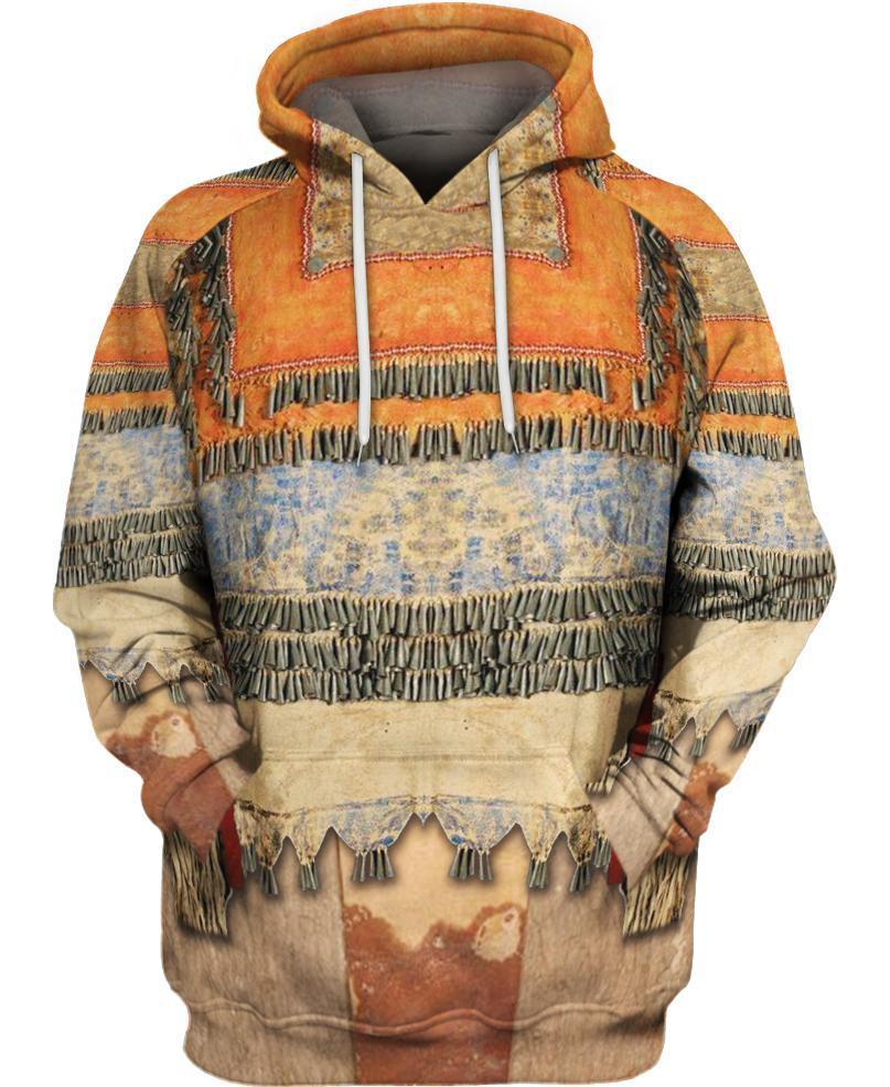 WelcomeNative Native Pattern Orange 3D Hoodie, All Over Print Hoodie, Native American