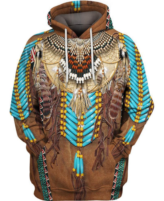 Welcomenatives Native Fringed Motifs Hoodie, All Over Print Hoodie