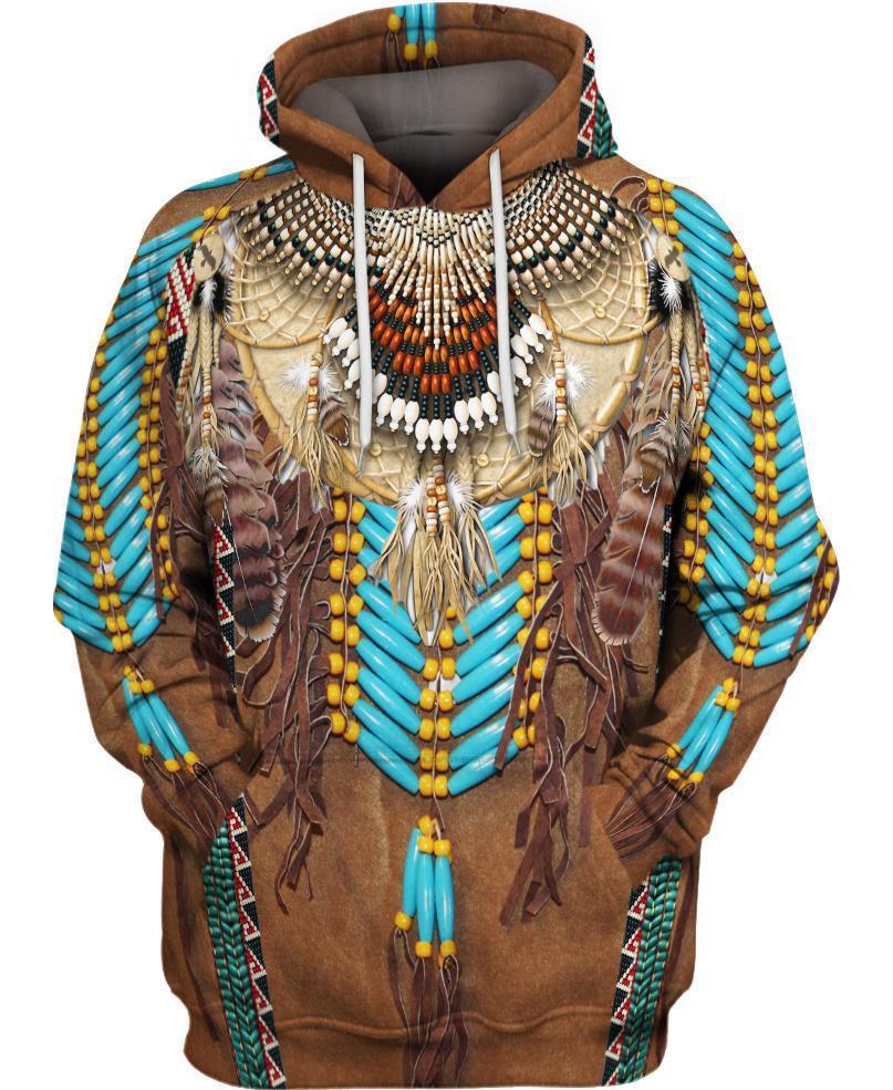 WelcomeNative Native Fringed Motifs Hoodie, All Over Print Hoodie, Native American