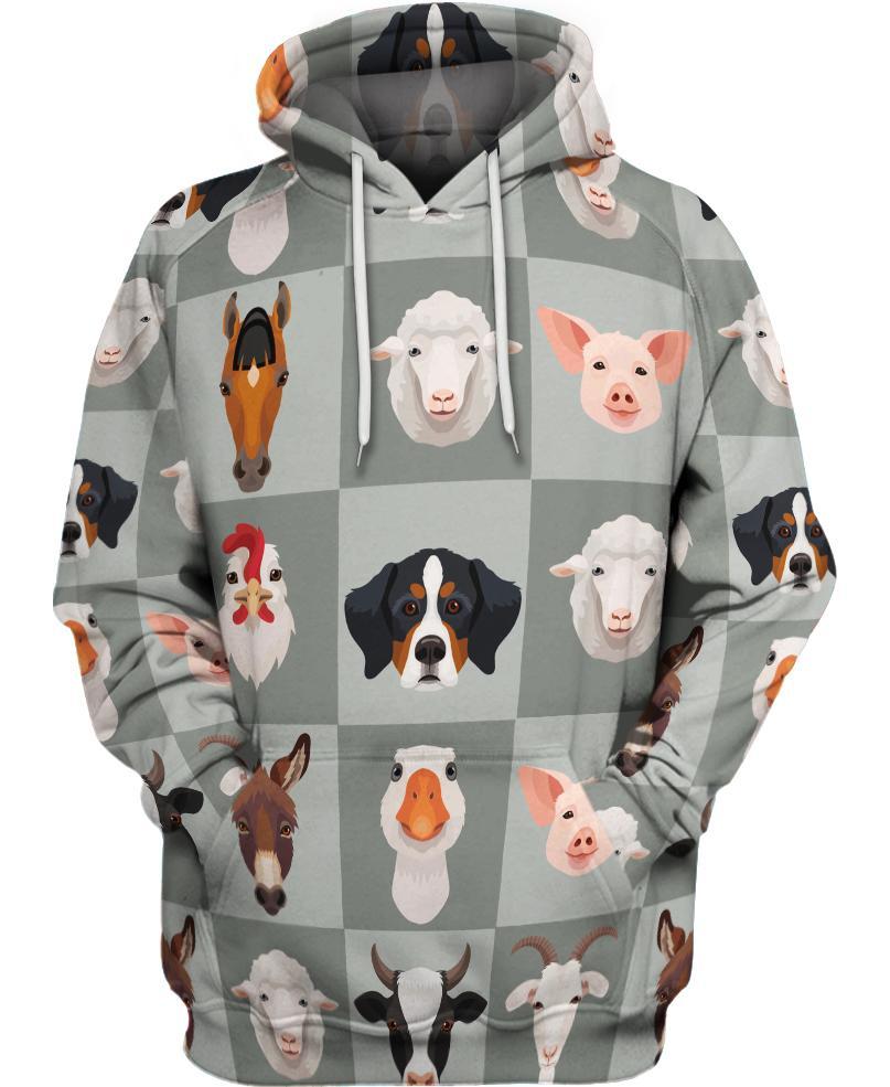 WelcomeNative Love Animals Farmer 3D Hoodie, All Over Print Hoodie, Native American