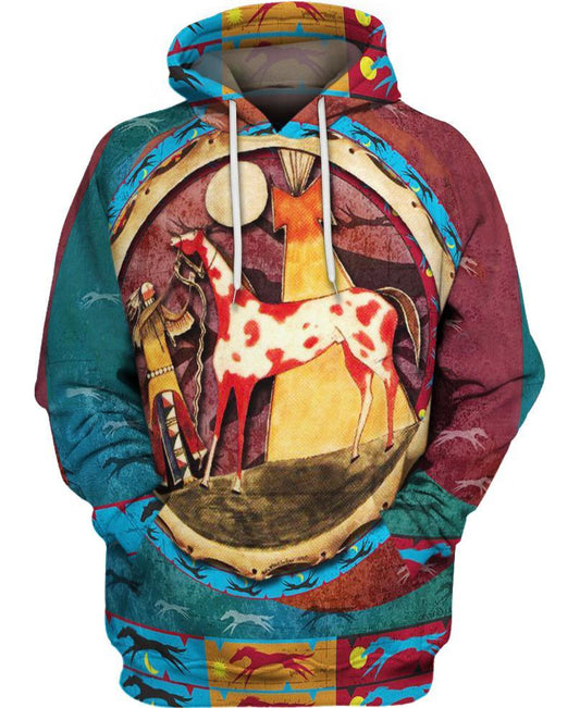 WelcomeNative Horse Native 3D Hoodie, All Over Print Hoodie, Native American