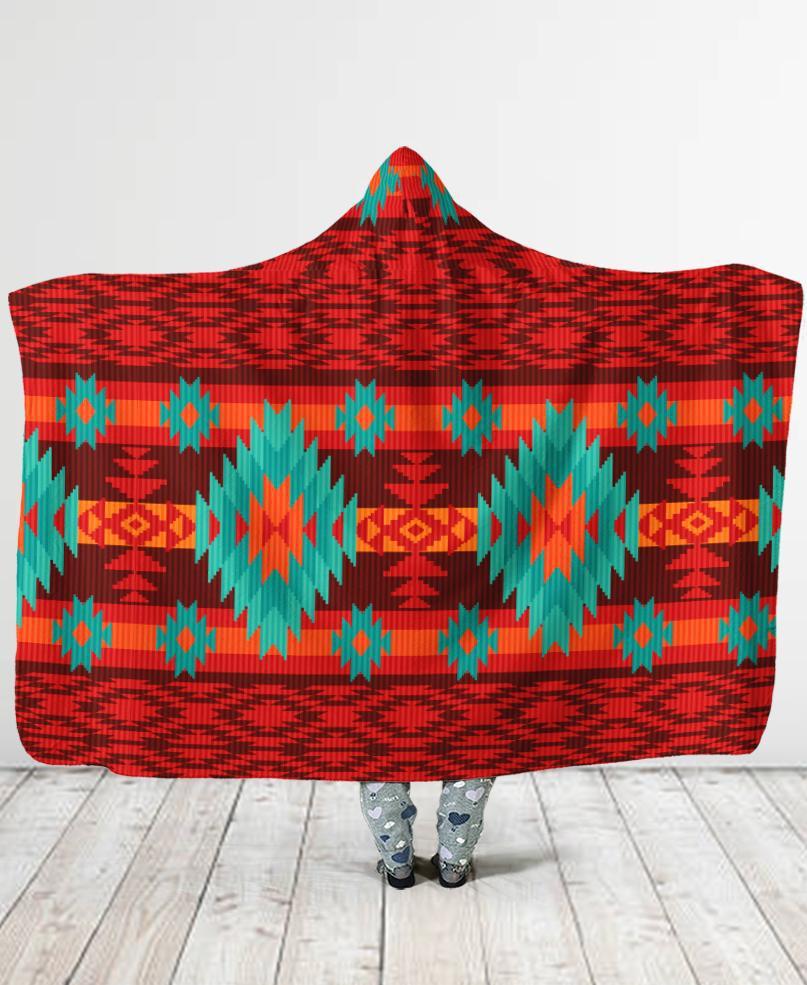 WelcomeNative Pattern Hooded Blanket, All Over Print, Native American