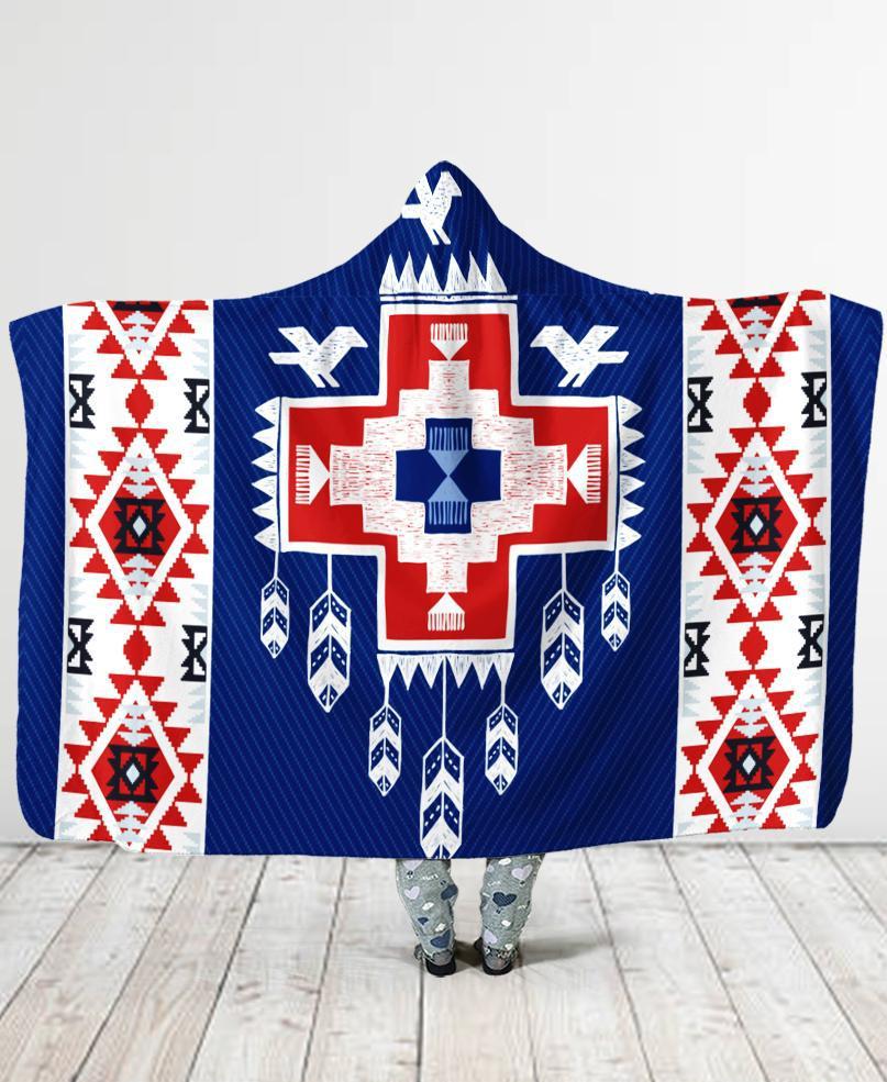 WelcomeNative Birds Feather Hooded Blanket, All Over Print , Native American