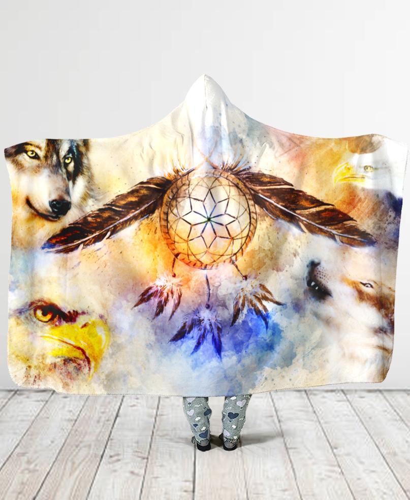 WelcomeNative Native Spirit Hooded Blanket, All Over Print, Native American