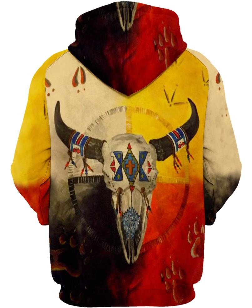 WelcomeNative Native Buffalo Skull 3D Hoodie, All Over Print Hoodie, Native American
