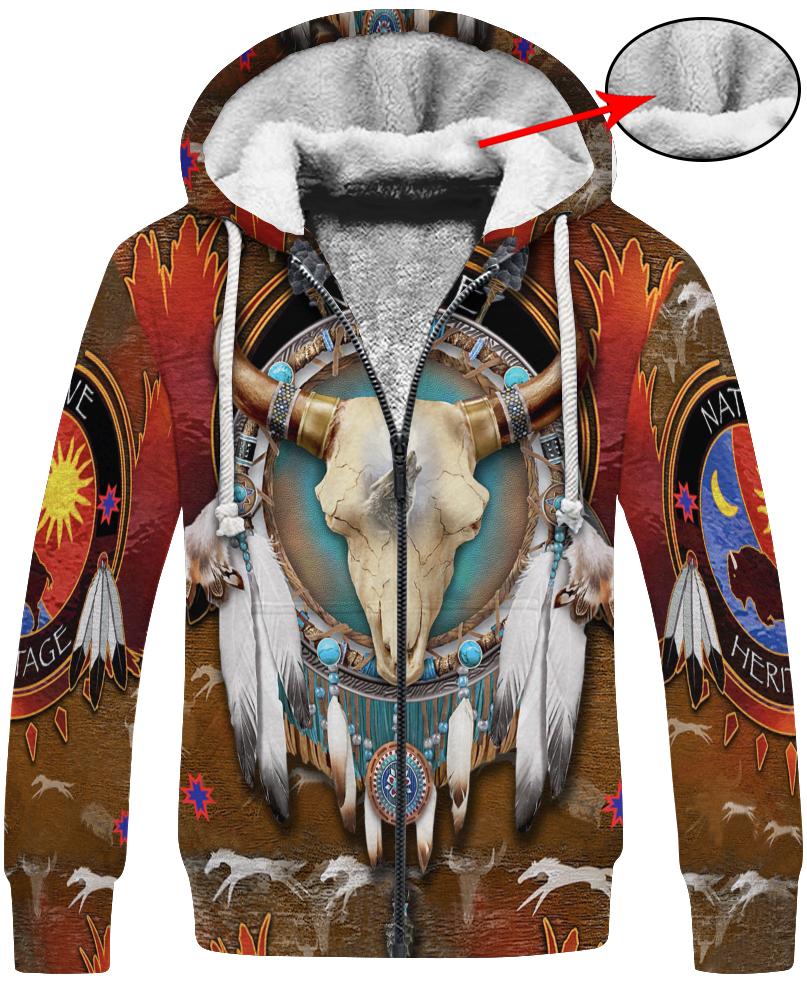 WelcomeNative Native Bison Skull Hoodie Dress, 3D Hoodie Dress, All Over Print Hoodie Dress