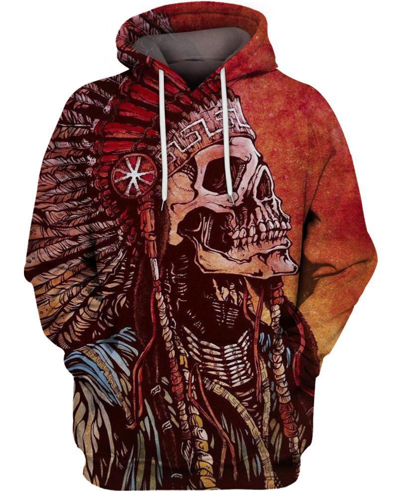 WelcomeNative Native Skull Hoodie Dress, 3D Hoodie Dress, All Over Print Hoodie Dress