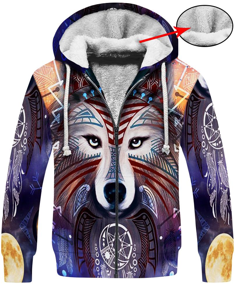 WelcomeNative Wolf Native Hoodie Dress, 3D Hoodie Dress, All Over Print Hoodie Dress