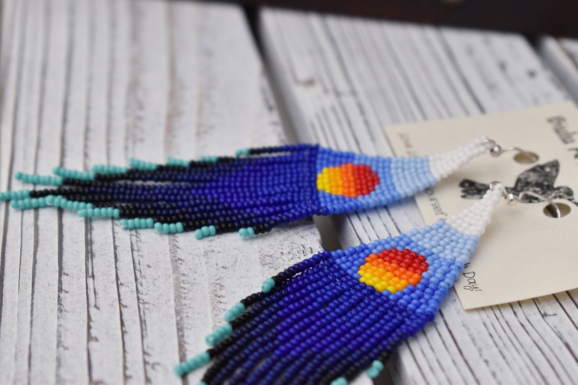 WelcomeNative Handmade Sunset Beaded Earrings