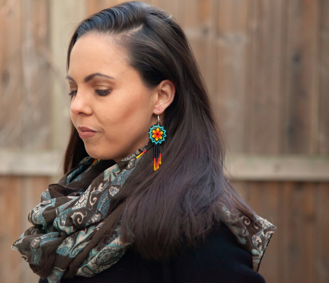 WelcomeNative Handmade Beaded Starburst Jewelry Huichol Earrings