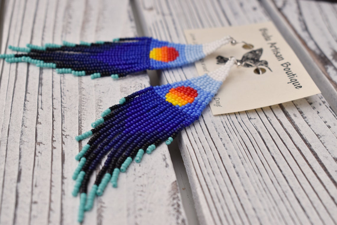 WelcomeNative Handmade Sunset Beaded Earrings