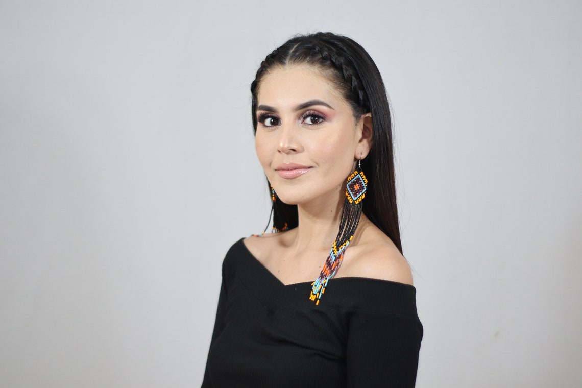 WelcomeNative Handmade Long Beaded Earrings