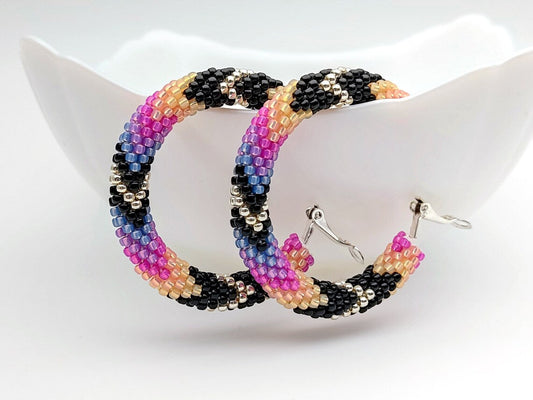 WelcomeNative Handmade Purple Beaded Hoop Earrings