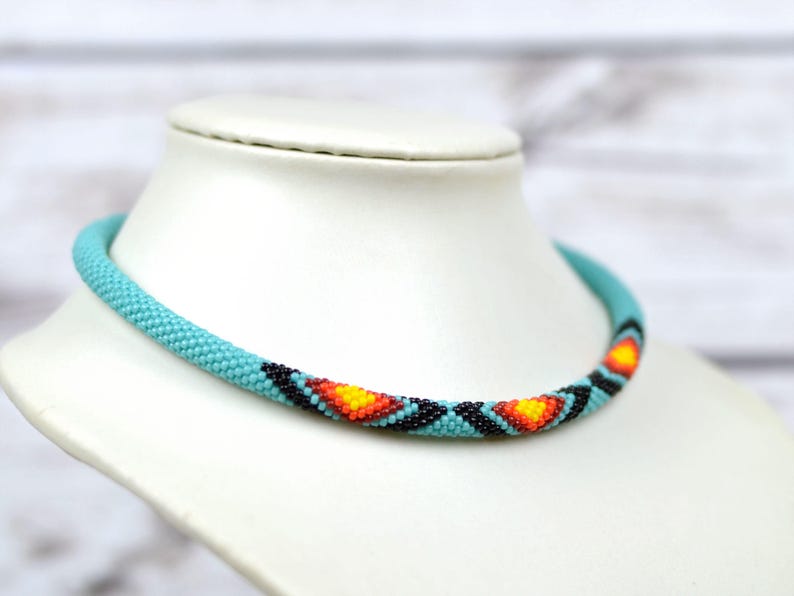 WelcomeNative Handmade Turquoise Seed Bead Necklace