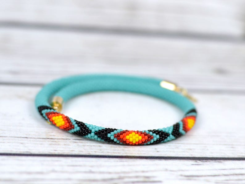 WelcomeNative Handmade Turquoise Seed Bead Necklace