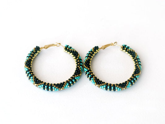 WelcomeNative Handmade Turquoise Seed Bead Earrings